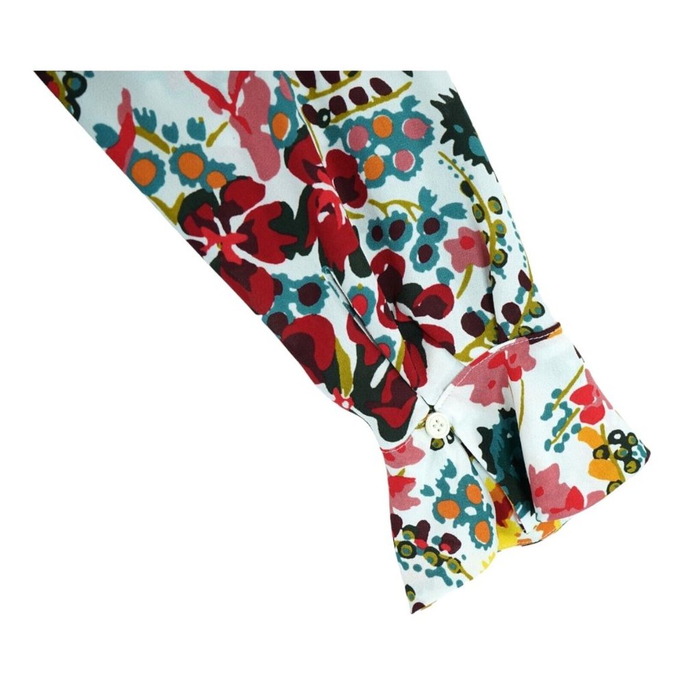 LOFT Women Floral Chiffon Long Sleeve Pullover Blouse Multicolor Size XS Petites - Picture 7 of 7